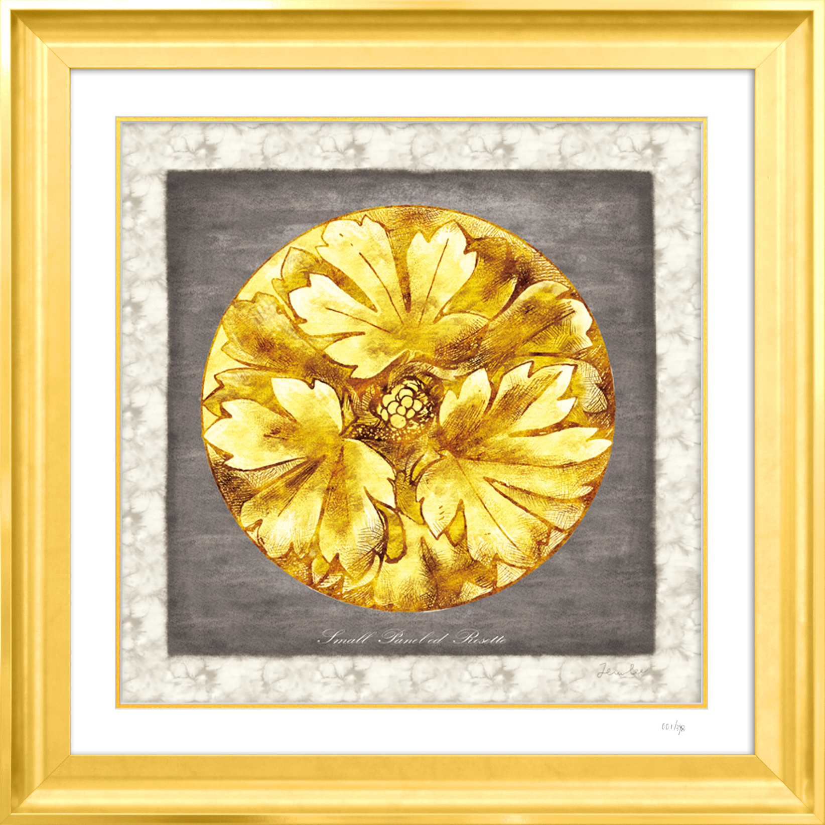 Grey & Gold Rosette II