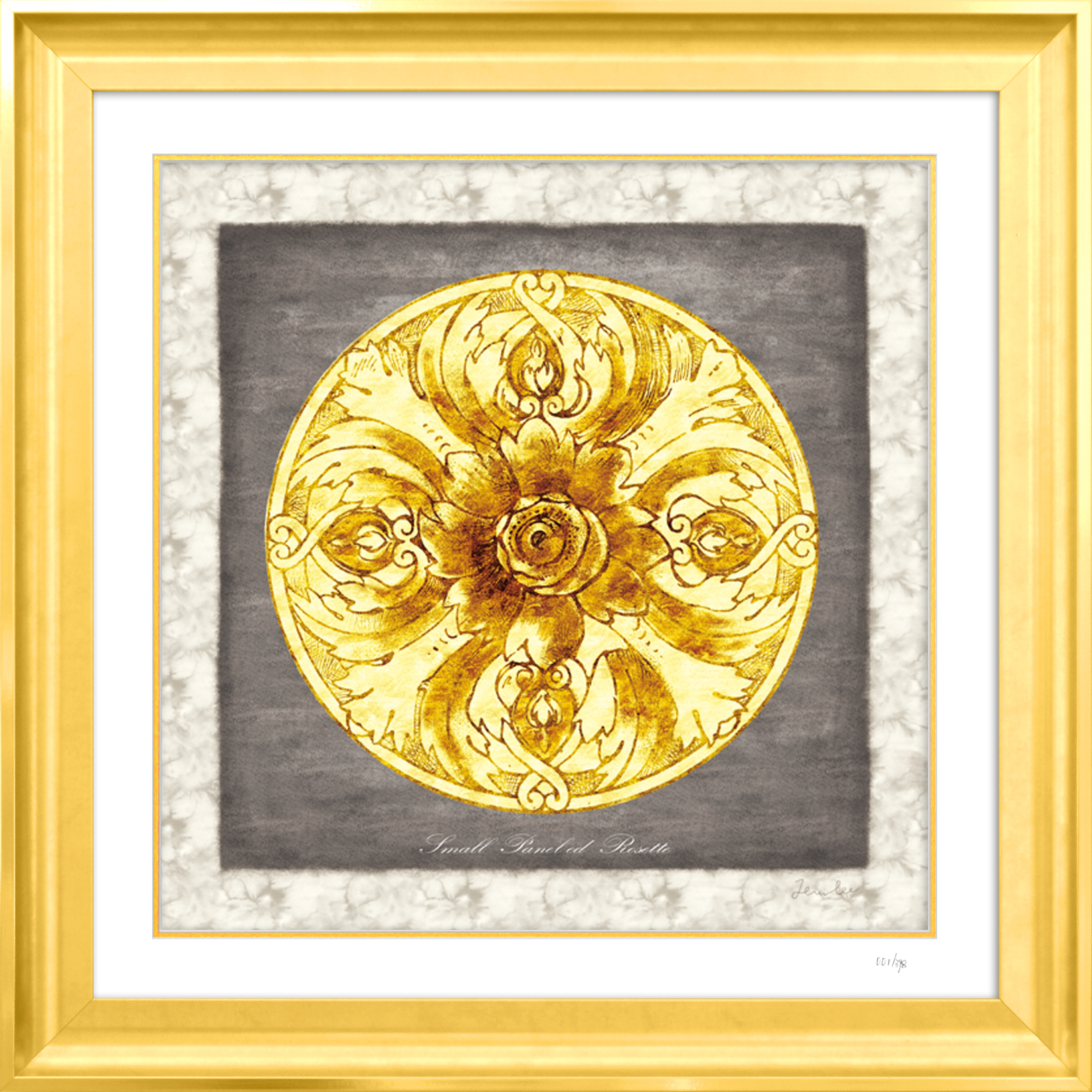 Grey & Gold Rosette III