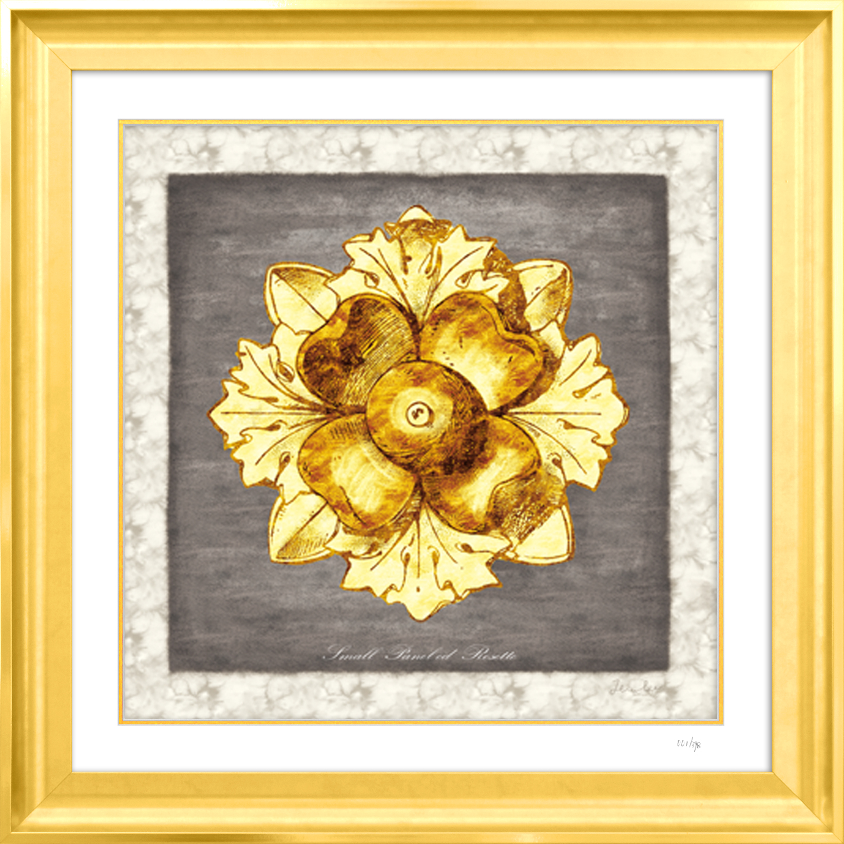 Grey & Gold Rosette VIII
