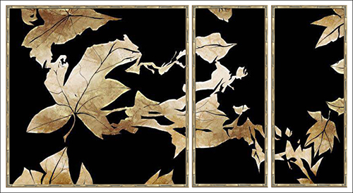 Gold Tropical Leaf on Black I