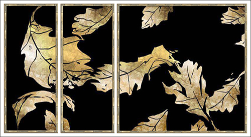 Gold Tropical Leaf on Black II