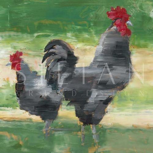 Black Rooster & Hen I