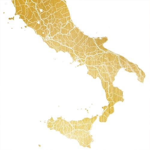 Large Gold Foil Italy Map