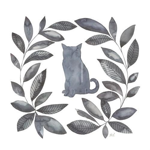 Ink Blue Leaf Wreath I