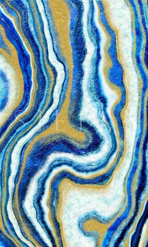 Abstract Blue Gold Art I