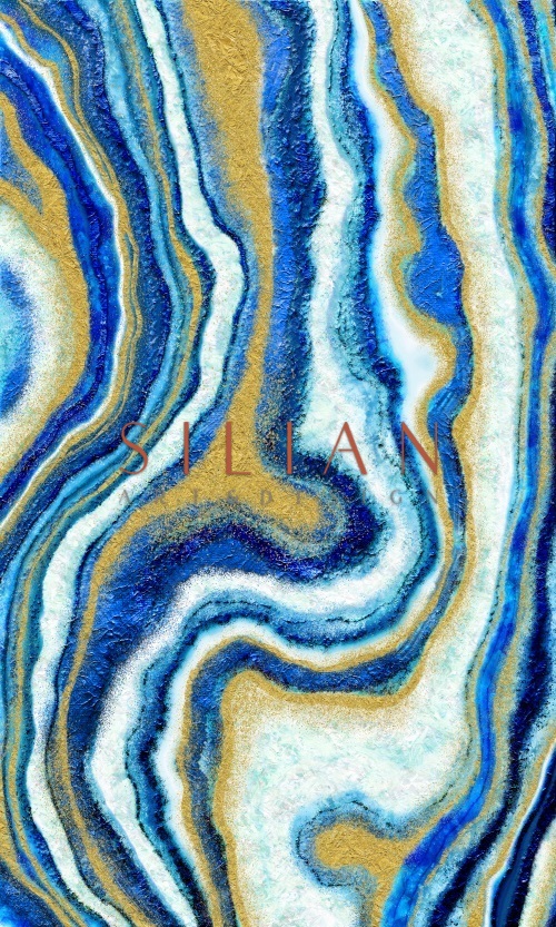 Abstract Blue Gold Art I