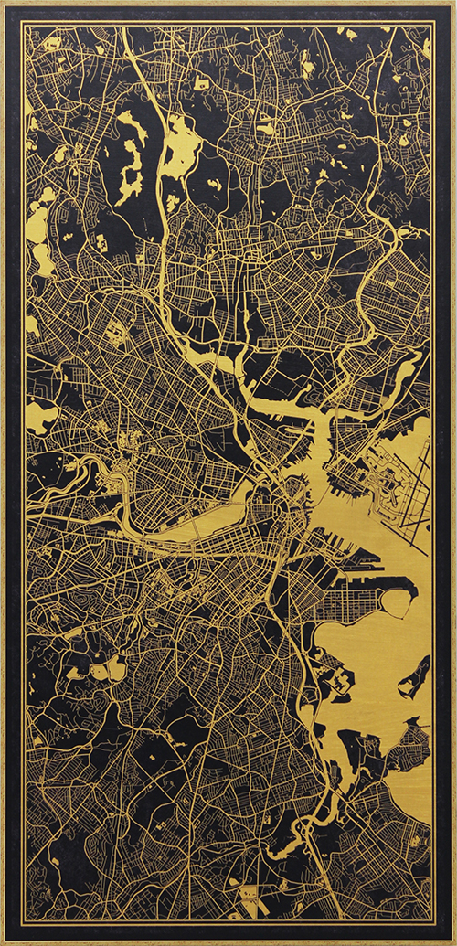 Printed on a gold board I