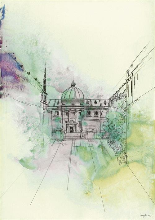 Watercolor Architecture VI