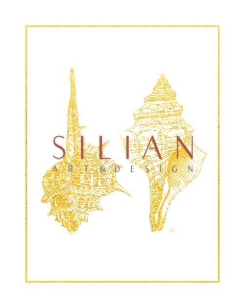 Gold Foil Marine Life I