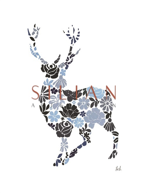 Collage Indigo Animals IV