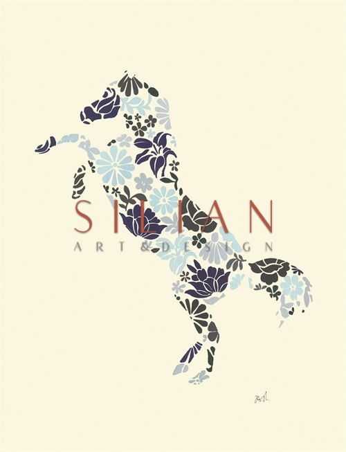 Collage Indigo Animals II