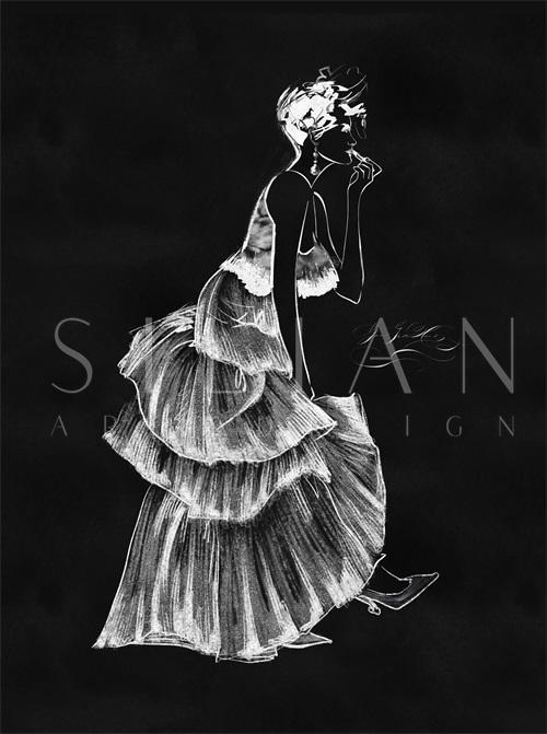  Vintage Costume Sketch VIII