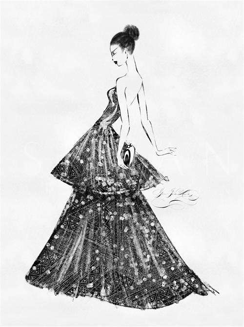  Vintage Costume Sketch III