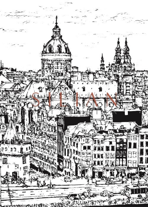 B&W City Scene XII