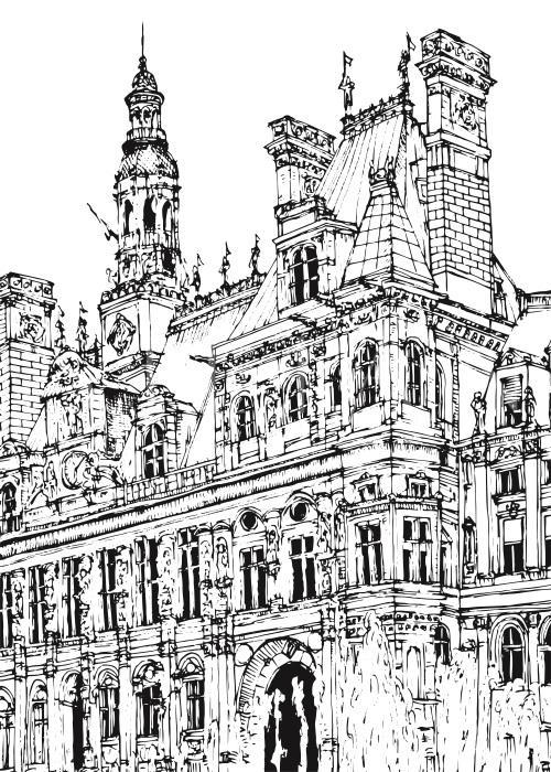 B&W City Scene VII