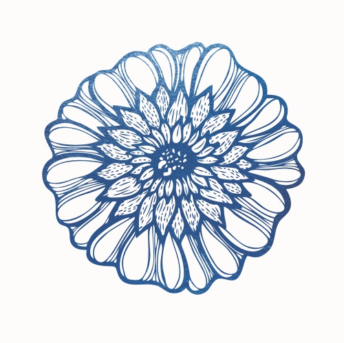 靛蓝花卉 I