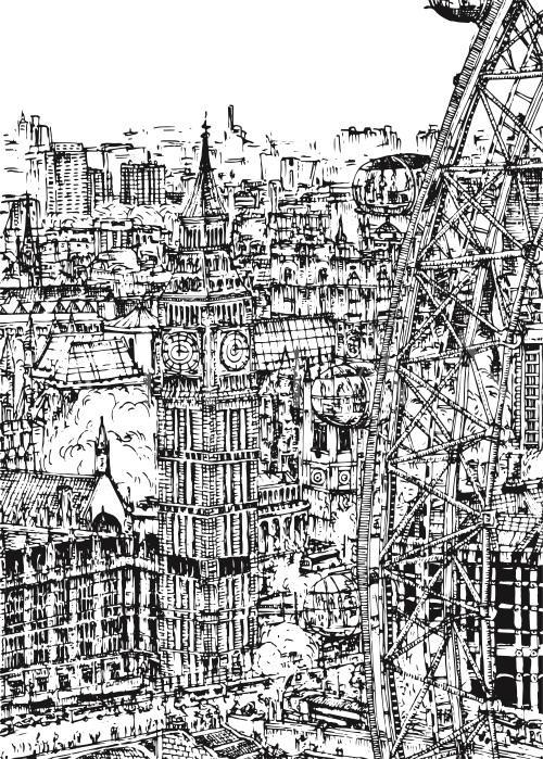 B&W City Scene III