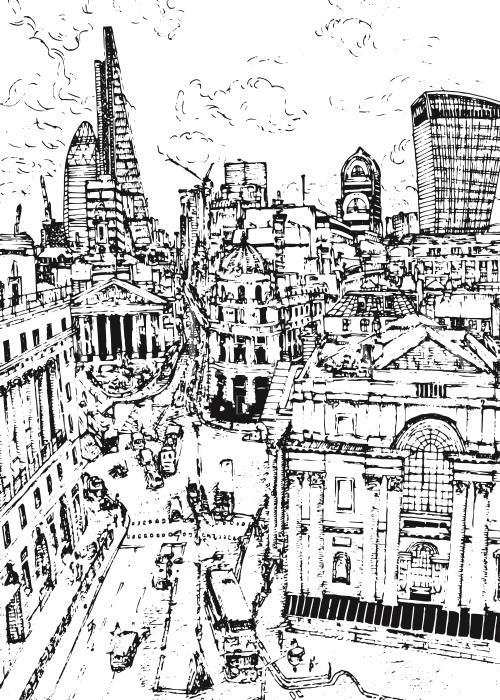 B&W City Scene II