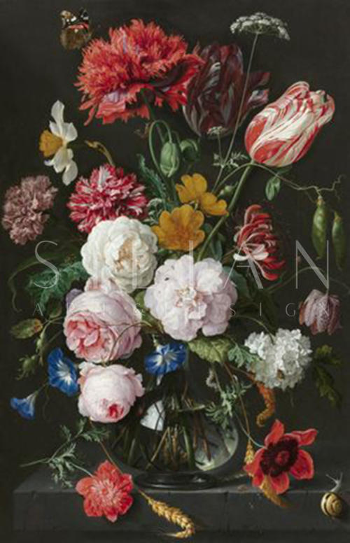 Abraham Mignon, Still Life with Flowers in a Glass Vase