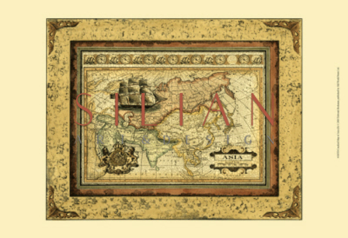Crackled Map of Asia