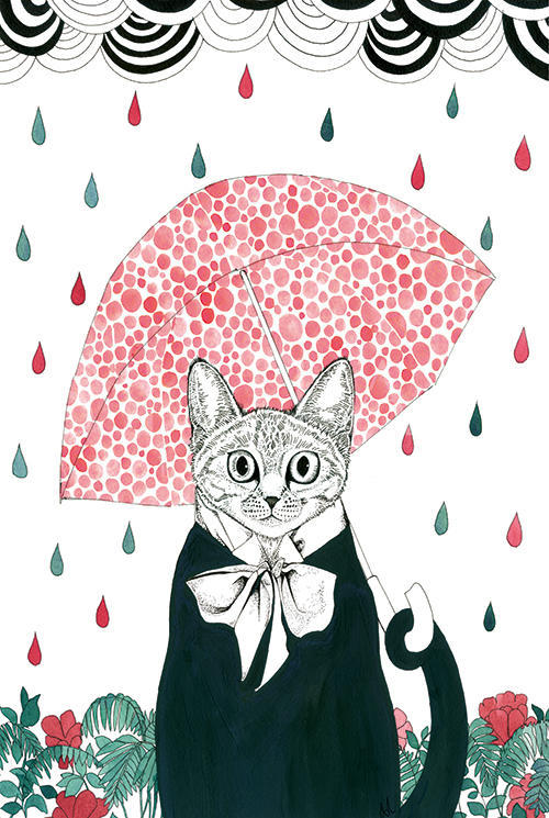 Cat Holding an Umbrella I